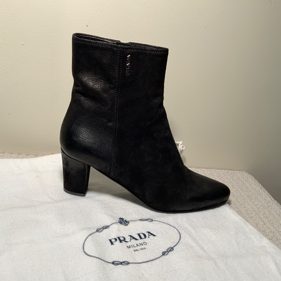Prada Distressed Leather Ankle Boot - Picture 3 of 5